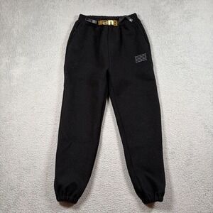 Alexander Wang Black Ribbed Cotton Joggers Gold Logo Pants Womens Medium